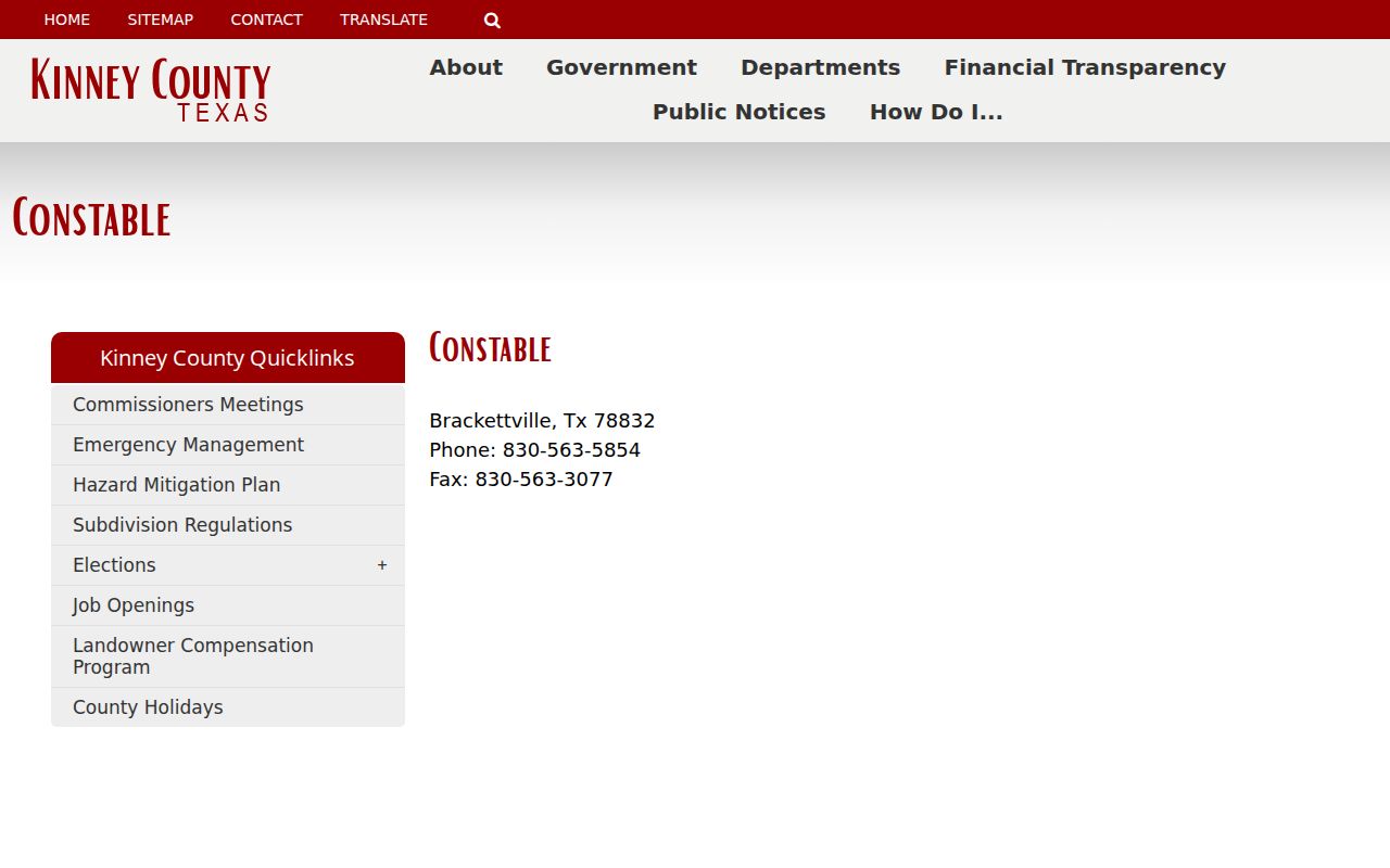 Kinney County arrest warrant process and constable contact details