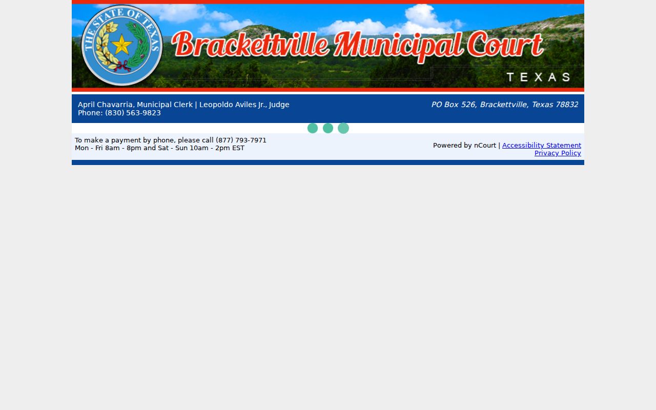 Brackettville warrant records and Municipal Court payment contact page