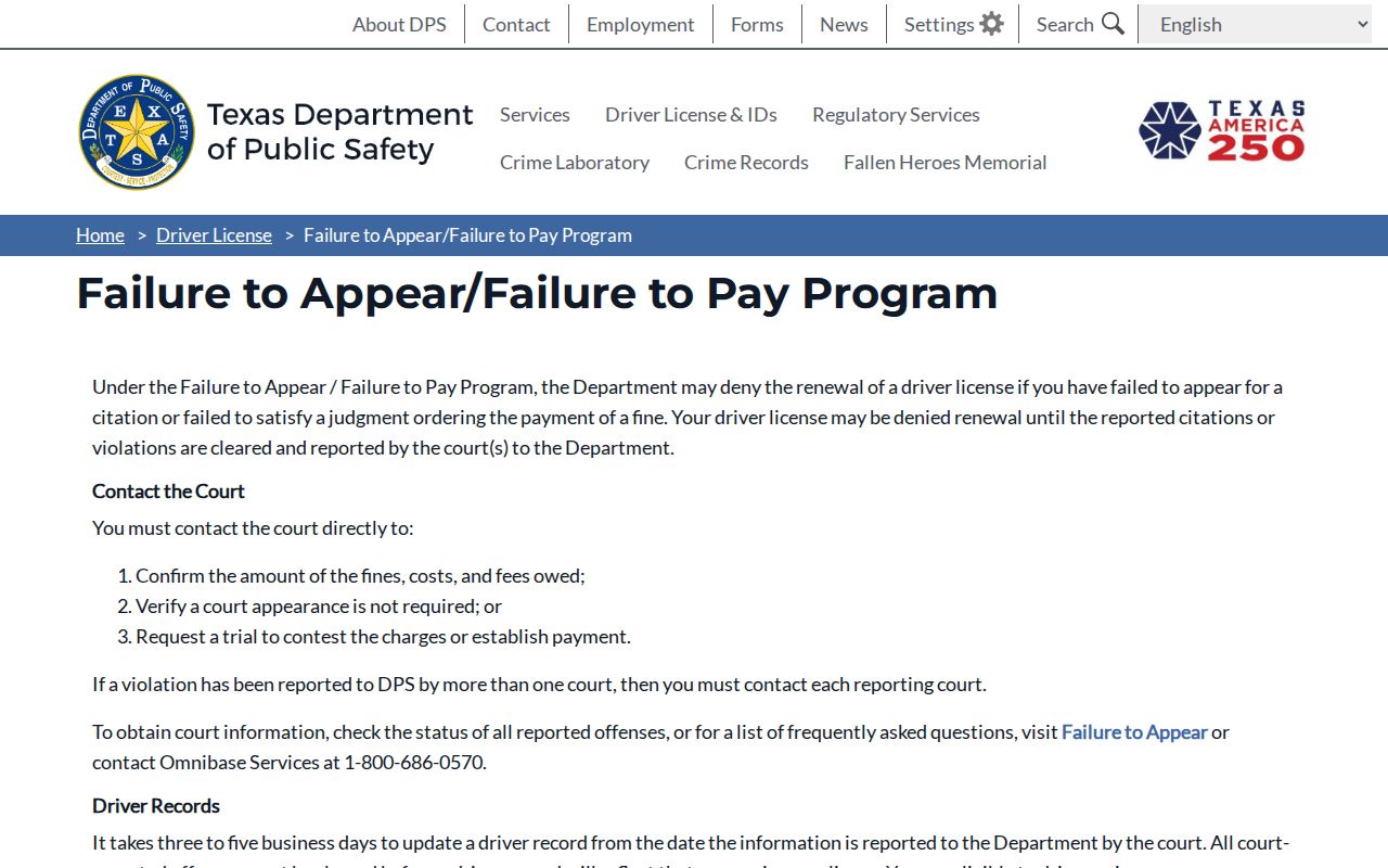 Kinney County traffic warrant and Texas DPS failure-to-appear program information