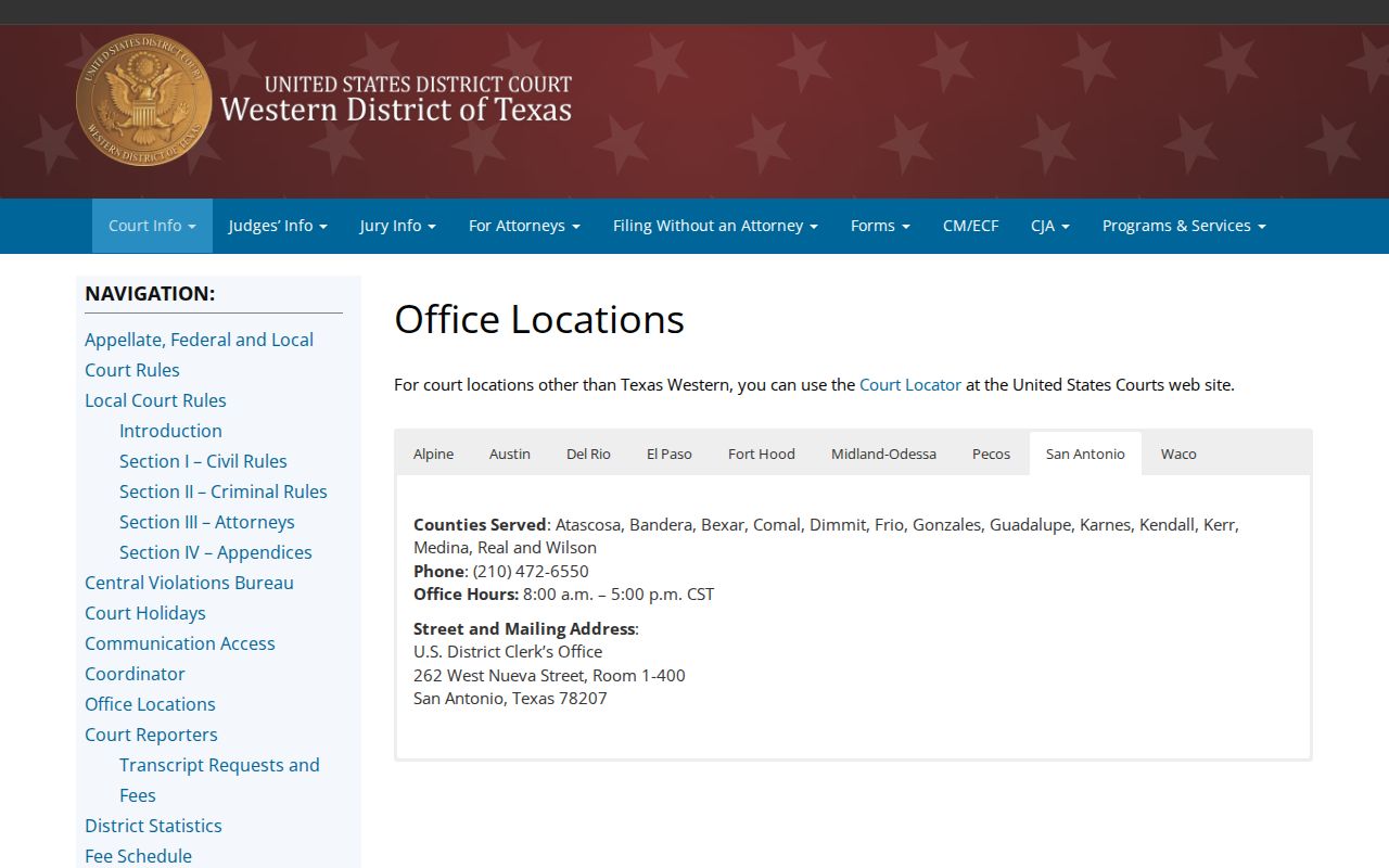 Kinney County arrest warrant routing to the federal court in Del Rio
