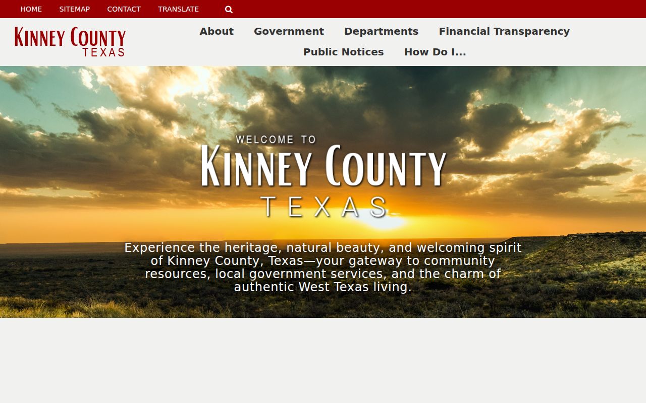 Kinney County warrant records contact route on the official county landing page